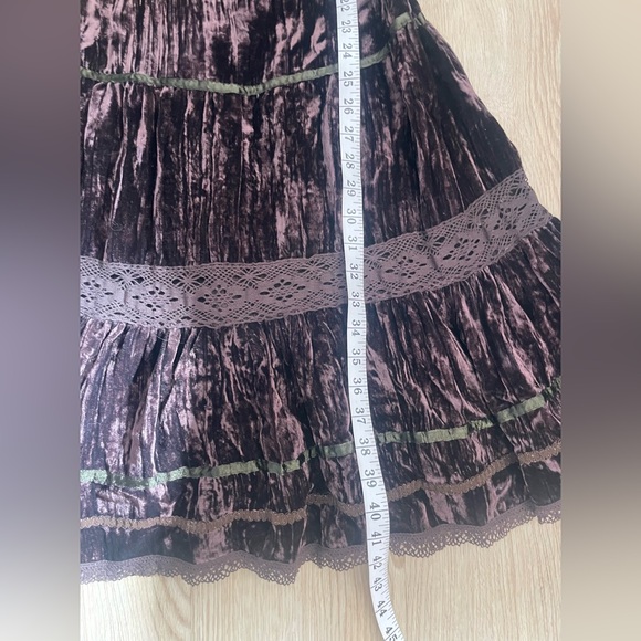 Brown Velour Midi Dress XS S Whimsigoth Lagenlook Fairycore - Picture 12 of 16